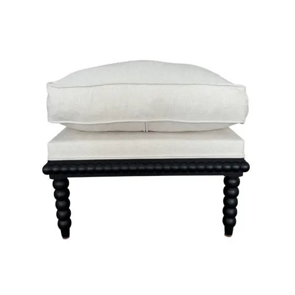 French Country Hamptons Coastal Solid Oak Bobbin Spindle Ottoman