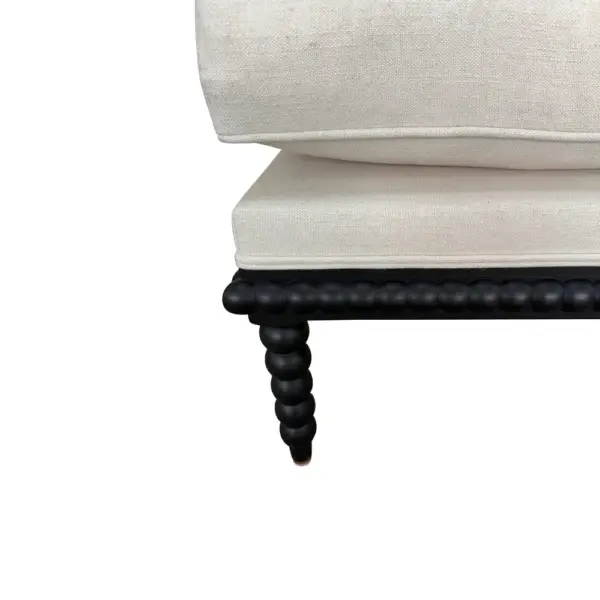 French Country Hamptons Coastal Solid Oak Bobbin Spindle Ottoman