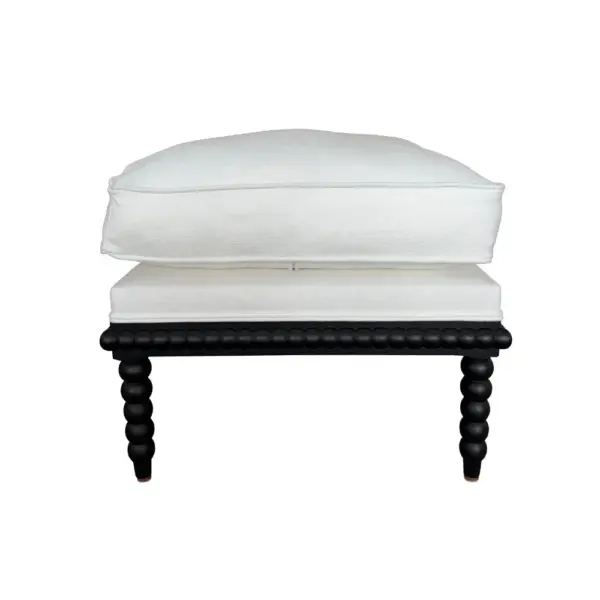 French Country Hamptons Coastal Solid Oak Bobbin Spindle Ottoman