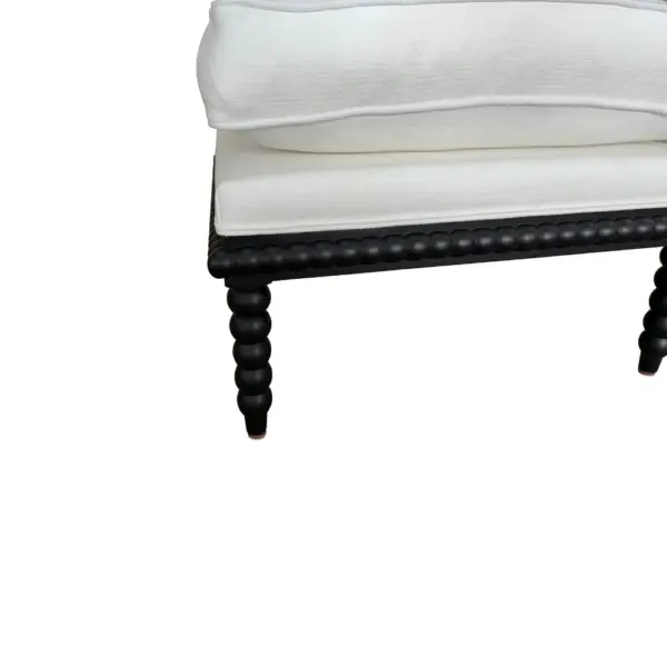 French Country Hamptons Coastal Solid Oak Bobbin Spindle Ottoman