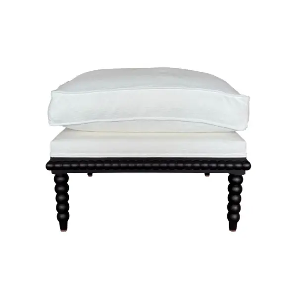 French Country Hamptons Coastal Solid Oak Bobbin Spindle Ottoman