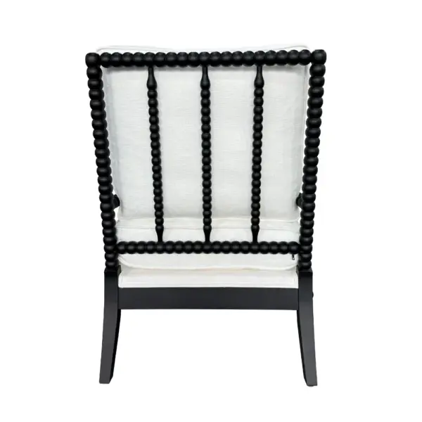 French Style Solid Birch Wood Spindle Accent Chair with Ottoman