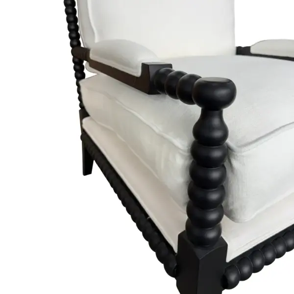 French Style Solid Birch Wood Spindle Accent Chair with Ottoman