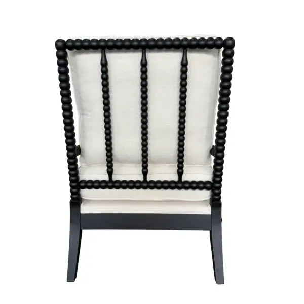 French Style Solid Birch Wood Spindle Accent Chair with Ottoman