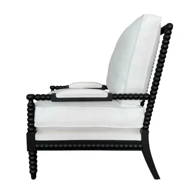 French Style Solid Birch Wood Spindle Accent Chair with Ottoman