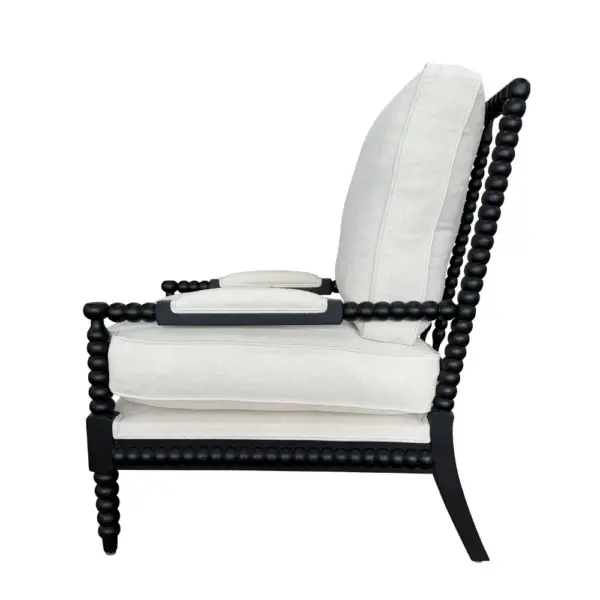 French Style Solid Birch Wood Spindle Accent Chair with Ottoman