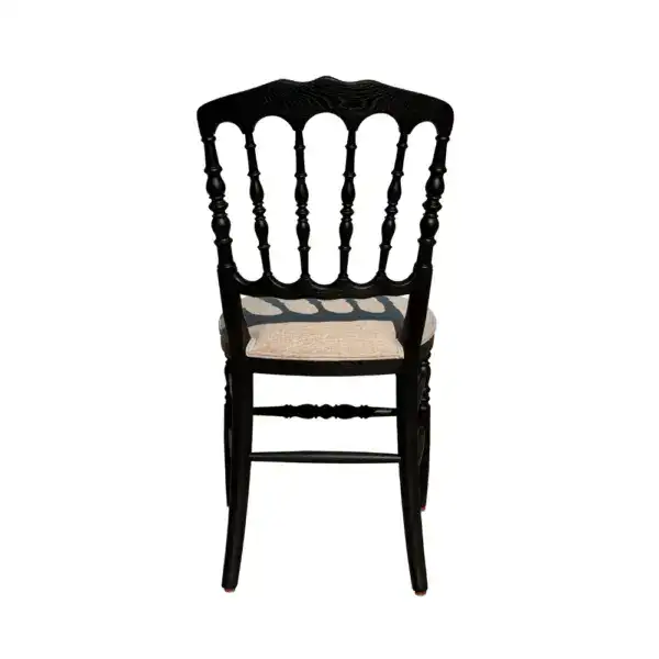 Antique style solid oak Regency dining chair with intricate spindle back design and cushioned seat, perfect for classic dining rooms and vintage interior decor.